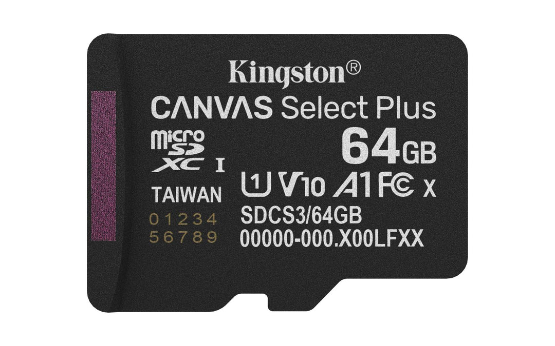 Kingston | Canvas Select Plus Gen3 64GB microSDXC Memory Card with Adapter | SDCS3/64GB