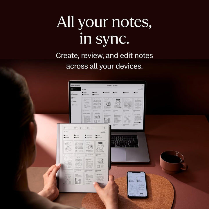 reMarkable | Paper Tablet with Marker Plus Pen 2 10.3" 8GB & Poly Folio Case - Black | RM114