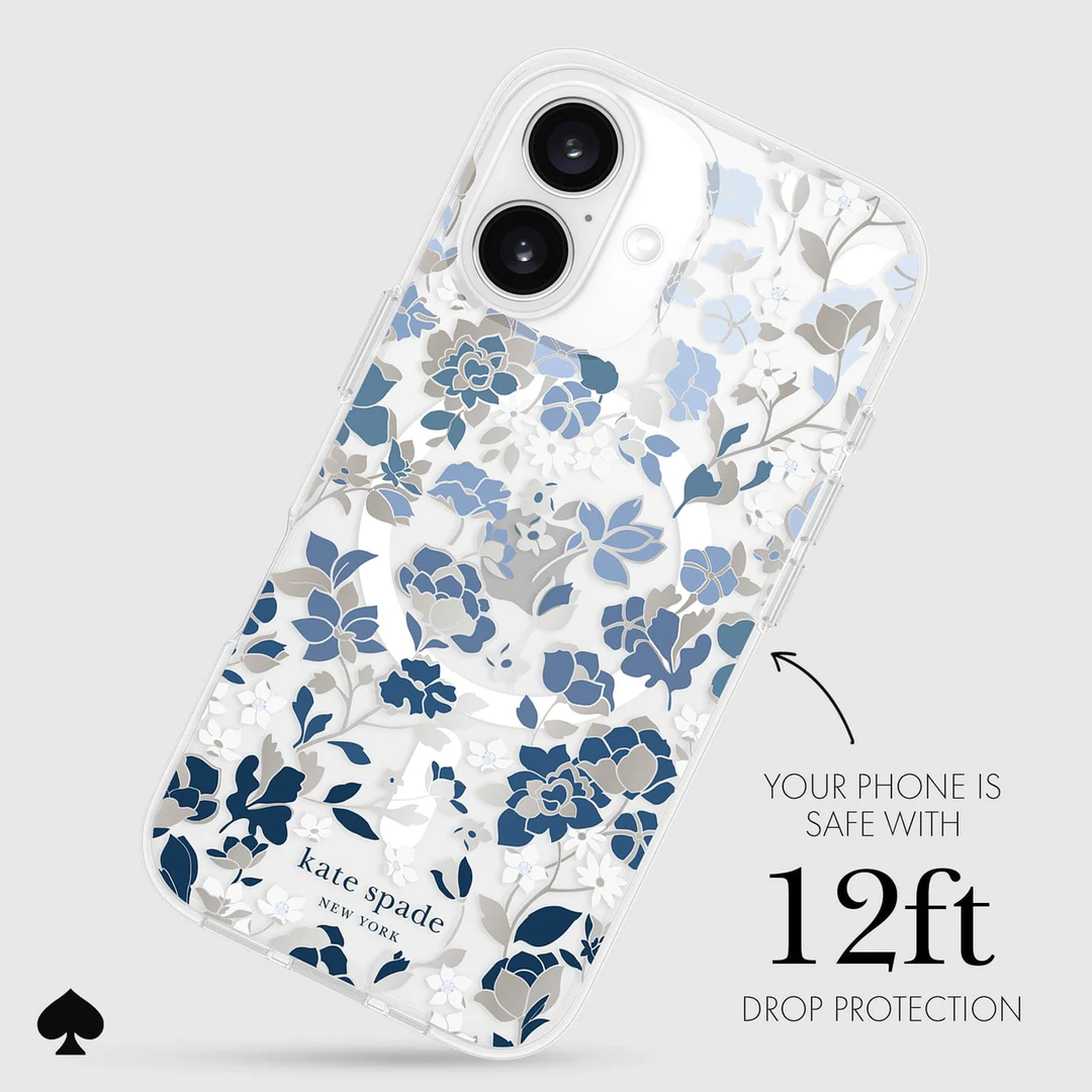 Kate Spade | Protective Prints MagSafe Case iPhone 16 - Flowerbed Blue | 15-13241