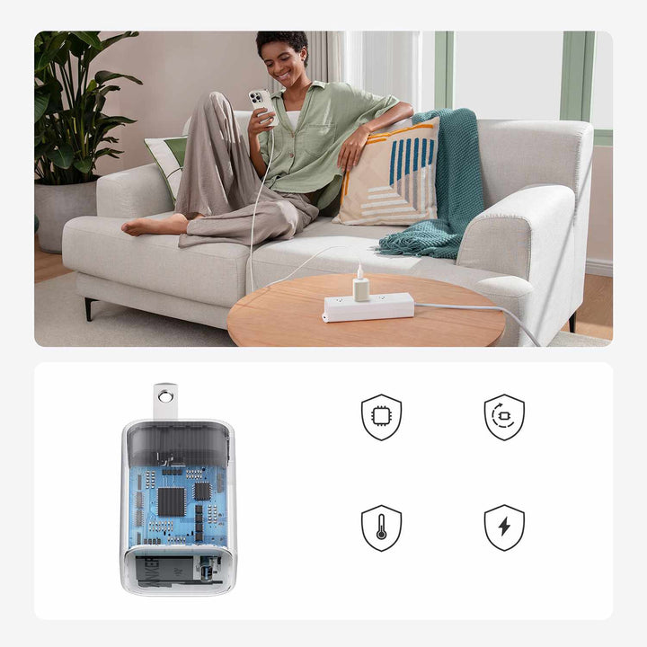 Anker | Nano Wall Charger 30W USB-C with USB-C AKSD Brained 3ft Cable - White | B2337J215