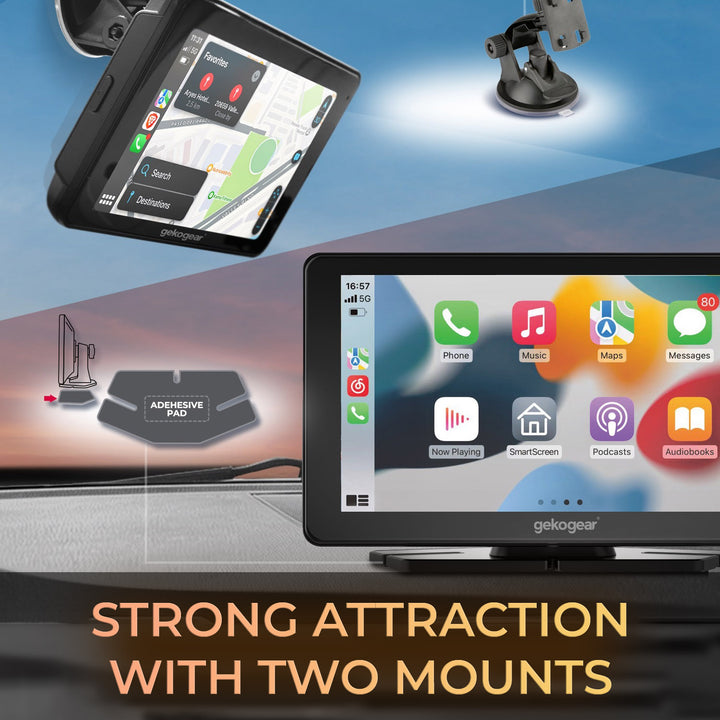 myGEKOgear | Orbit C110 7in. Display for Apple CarPlay Android Auto with Dual Dash Cam, Back Up Camera - Black | 15-12812