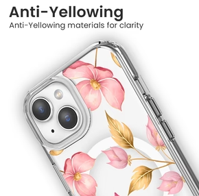 Caseco | Clear Design Case iPhone 17e/16e/15/14 /13 - Pink Wildflower | ED24B1-00FW