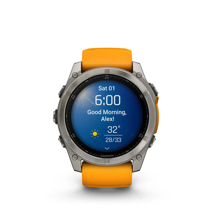 Garmin | fēnix 8 – 51mm AMOLED Sapphire Titanium Silicone Band - Spark Orange / Graphite | 010-02905-10