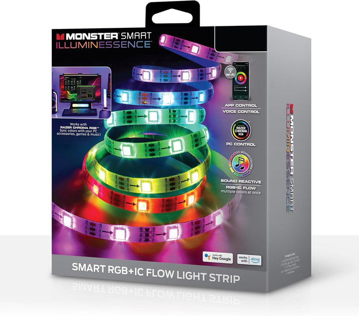 Monster | Smart RGB+IC LED Strip Lights Sound Reactive Strip Lights for Bedroom 100ft | MLW7-1004-RGB