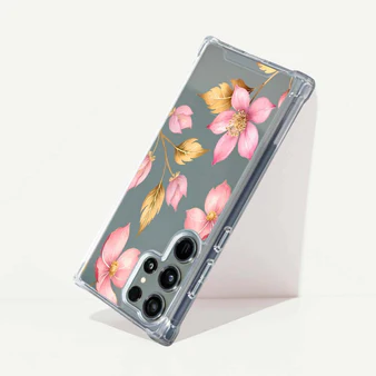 Caseco | Clear Design Case with MagSafe Samsung S25 Ultra - Pink Wildflower | ED24D8-00PK