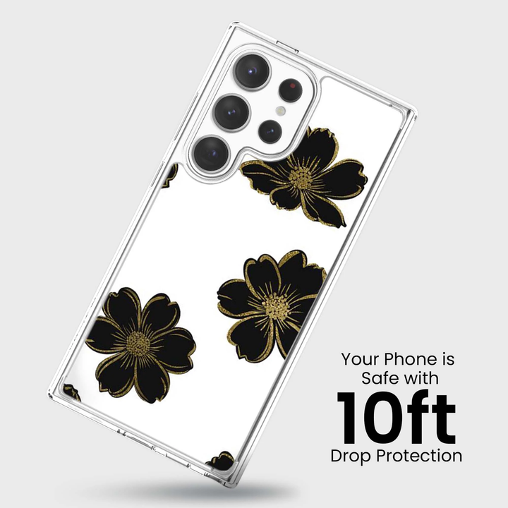 Caseco | Black Flower Samsung S25 Ultra - Clear / Black | ED24D8-FLB