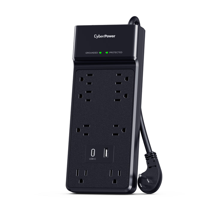CyberPower | Surge Protector NEMA 5-15P Input - 8 - NEMA 5-15R 1 Type A, 1 Type C Output - Black | CSP806UC18