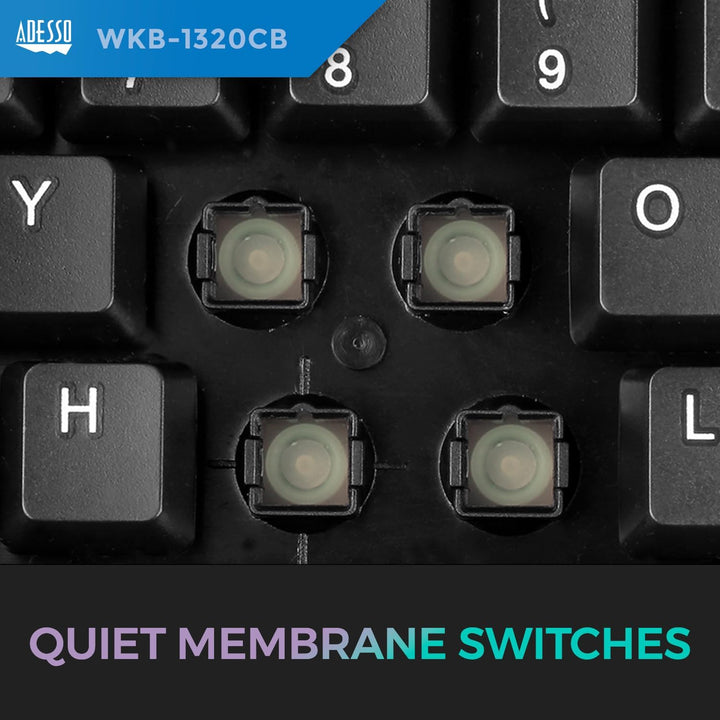 Adesso | Antimicrobial Wireless Desketop Keyboard & Mouse Combo - Black | WKB-1320CB