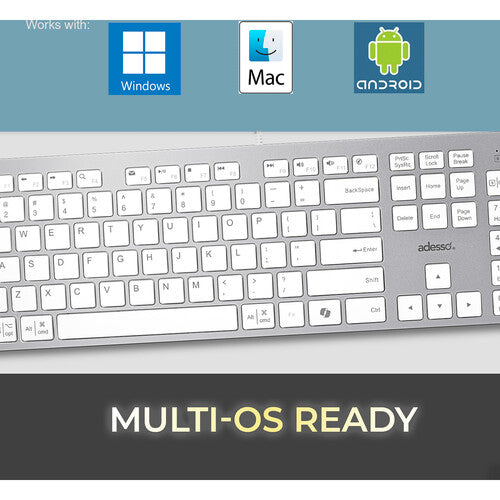 Adesso | Full Sized Keyboard Multi-os Scissor Switch - White | AKB-730UW