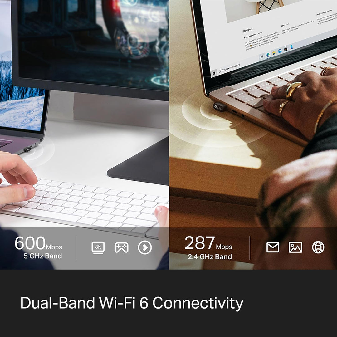 TP-Link | AX900 Nano Dual Band Wi-Fi 6 Bluetooth 5.3 USB-A Adapter 600 Mbps at 5 GHz + 287 Mbps at 2.4 GHz |  ARCHER TX10UB NANO