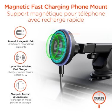 HyperGear | MaxCharge Wireless Charging Vehicle Mount Kit Compatible w/MagSafe - Black | 16472