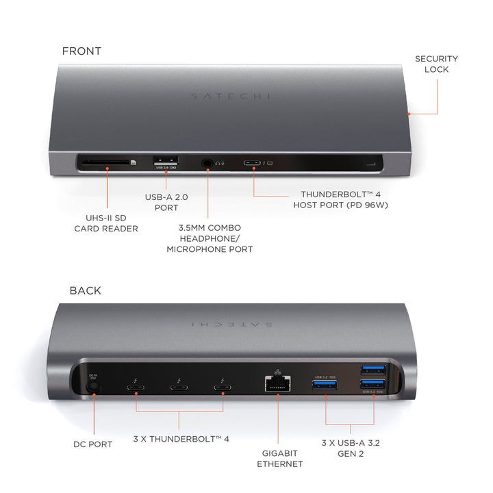 Satechi | Thunderbolt 4 Dock- Space Gray | ST-UCT4DM
