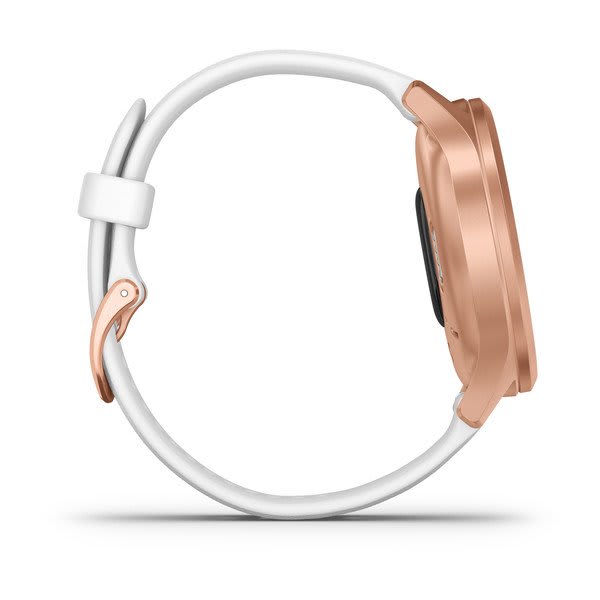 Garmin | Vivomove Style Hybrid Smartwatch and Fitness Tracker - Rose Gold Aluminum Case with White Silicone Band | 010-02240-00
