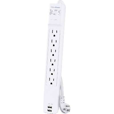 /// Cyberpower | 6-Outlet 125V 6Ft Professional Surge Protector with Two USB Charging Ports 6 FT| CSP606U42A