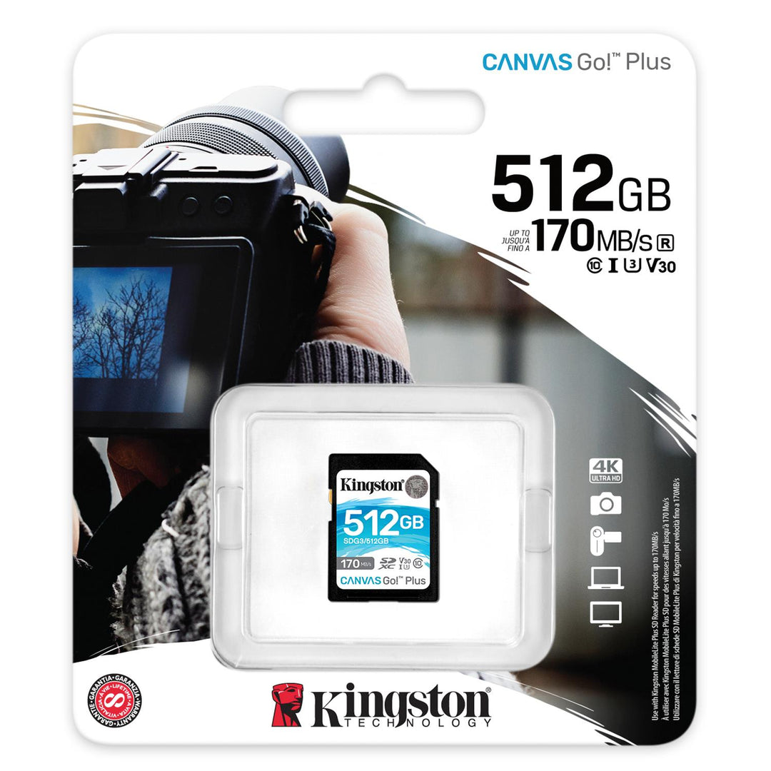 Kingston | 512GB SDXC Canvas Go Plus 170R C10 UHS-I U3 V30 SDG3/512GBCR