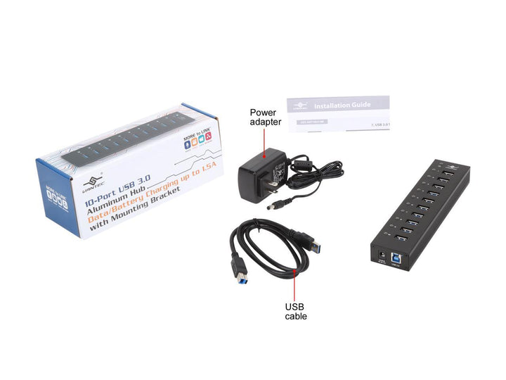 SO Vantec | 10-Port USB 3.0 Aluminum ALL Data/charging Hub | UGT-AH110U3-BK