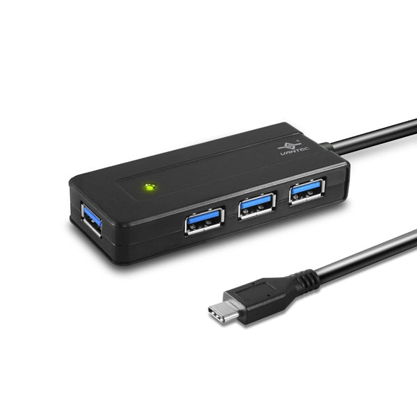 Vantec | 4-Port USB-A 3.1 Female 5Gbps USB-C Male Bus-Powered Travel Hub | UGT-MH410U3-C
