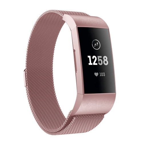 StrapsCo | Fitbit Charge 3/4 - Milanese Mesh Band - Rose Gold - Small | fb.m66.13.m