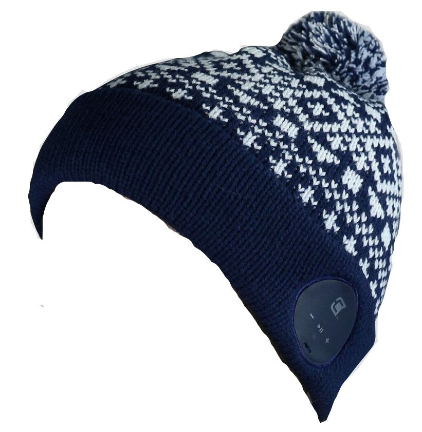 Caseco | Blu-Toque V2 - Bluetooth Beanie - Navy with Snow Pattern | CC-NBTQ-ABP