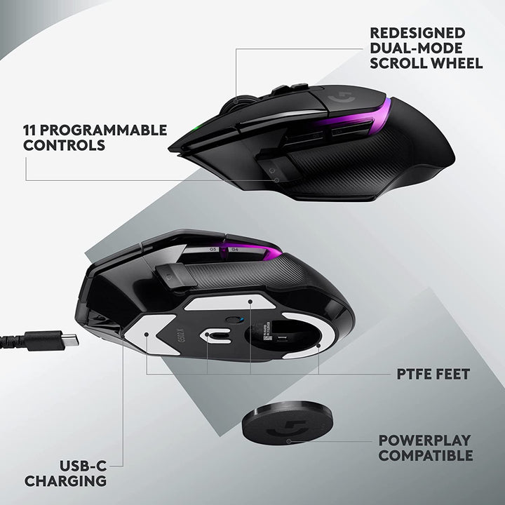 Logitech | G502 X PLUS 25000 DPI Wireless Optical Gaming Mouse Black | 910-006160