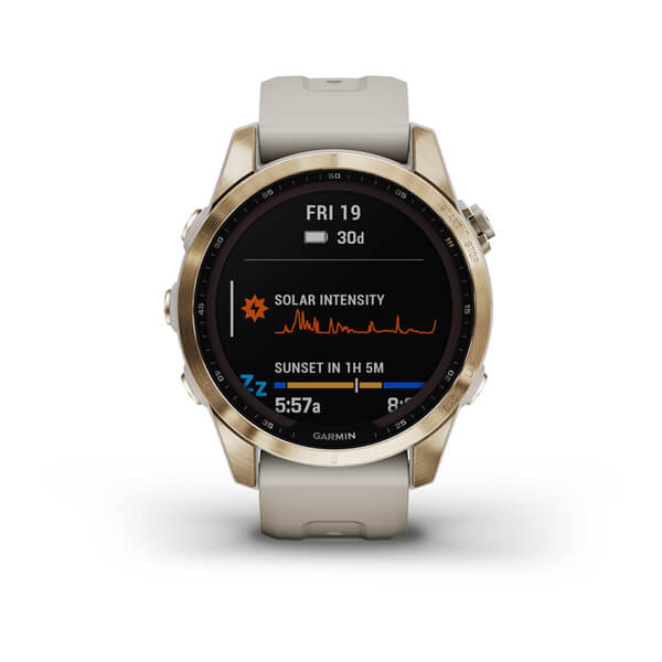 Garmin | Fenix 7S 42mm Smartwatch Sapphire Solar Edition Cream Gold Titanium | 010-02539-20