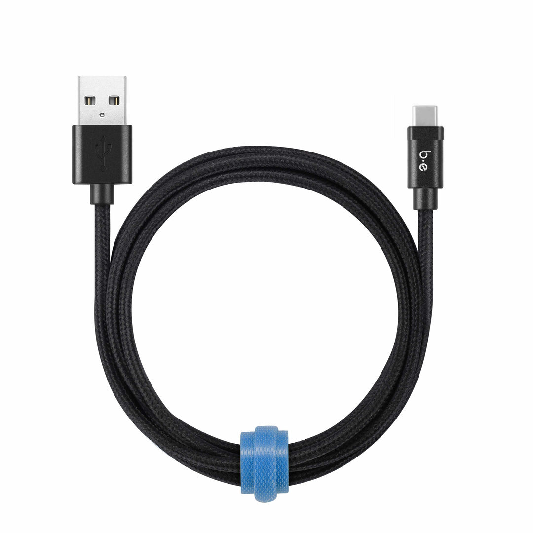 Blu Element | Braided Charge/Sync USB-A to USB-C Cable 6ft Black USB 2.0 107-1424