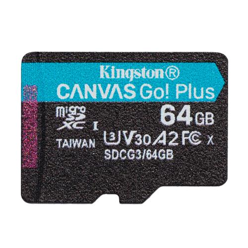 Kingston | 64GB microSDXC Canvas Go Plus 170R A2 U3 V30 Card + ADP 170MbPS | SDCG3/64GB