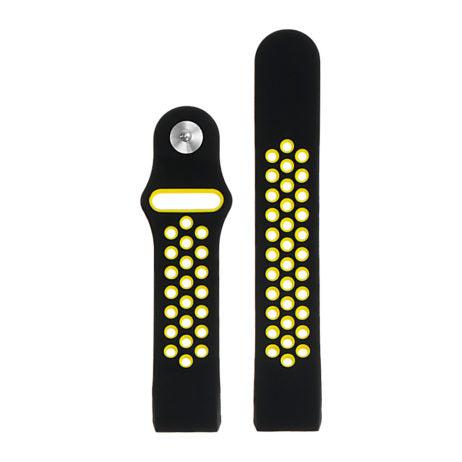 StrapsCo | Fitbit Charge 2 - Perforated Strap - Yellow/Black - Small | FB.R13.1.11