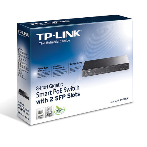TP-Link | 8-Port JetStream Gigabit Smart PoE Switch with 2 SFP Slots | TL-SG2210P