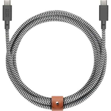 Native Union | USB-C to USB-C - Belt Cable 1.2M / 4FT/ 100w - Zebra | BELT-C-ZEB-2-NP