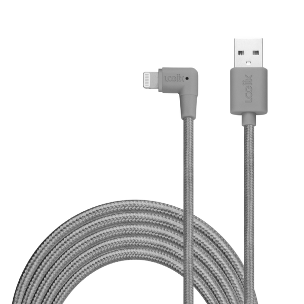 LOGiiX | Piston Connect XL 90 USB-A to Lightning 3M/10FT - Graphite Grey | LGX-13009