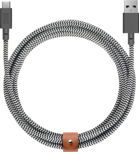 Native Union | USB-A to USB-C - Belt Cable XL 3M / 10FT - Zebra | BELT-AC-ZEB-3-NP