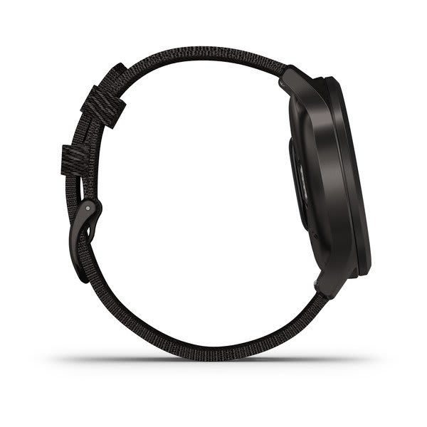 Garmin | Vivomove Style Hybrid Smartwatch and Fitness Tracker - Graphite Aluminum Case with Black Pepper Woven Nylon Band | 010-02240-03