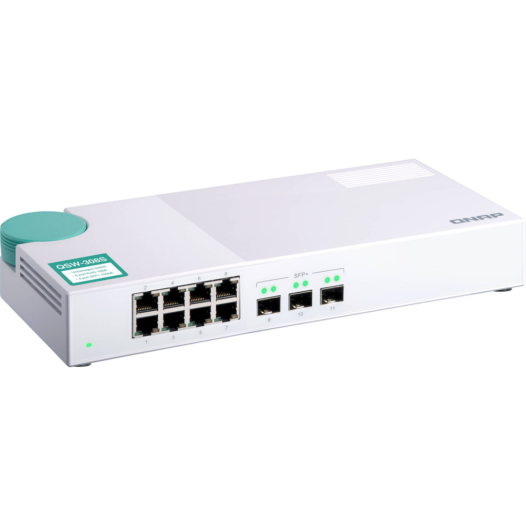 QNAP | 3-port 10GbE SFP+ and 8-port Gigabit Unmanaged Switch | QSW-308S-US