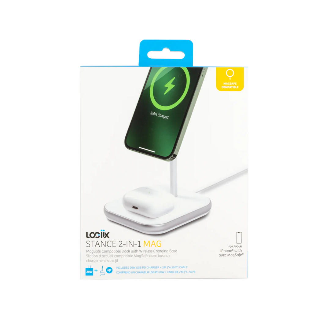 /// LOGiiX | Stance 2-in-1 Magsafe Charging Station - White| LGX-13355