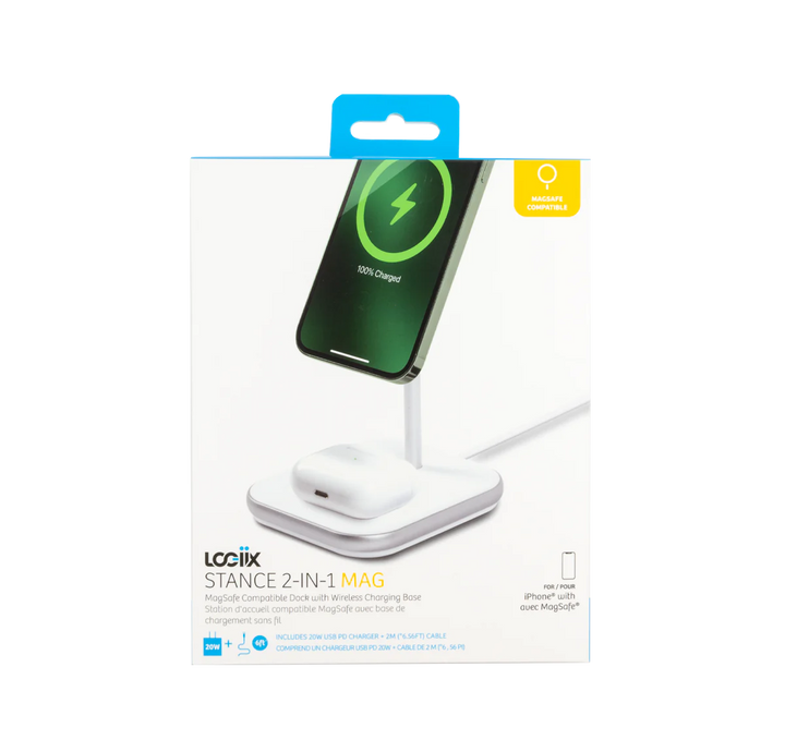 /// LOGiiX | Stance 2-in-1 Magsafe Charging Station - White| LGX-13355