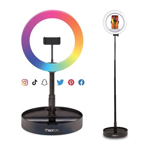 Mobifoto | Mobilite 10" RGB LED Battery Powered Foldable Ring Light Kit MOBIRL10R3