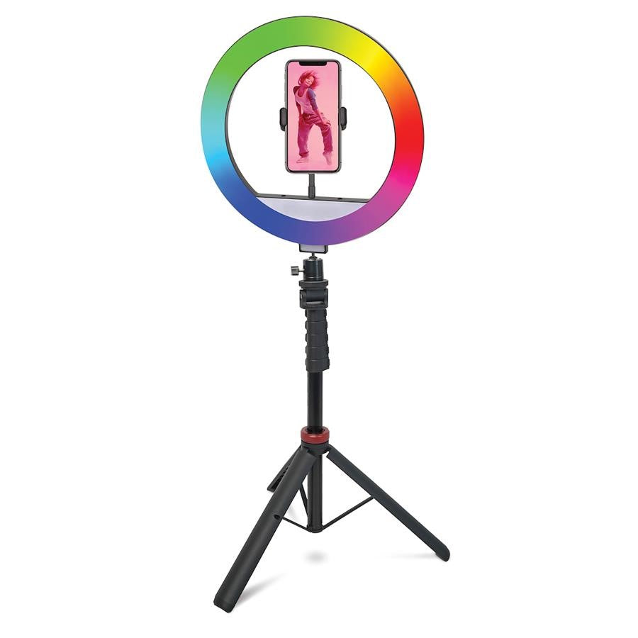 Mobifoto | 12" RGB LED Ring Light Vlogging Kit, New Pro Stand, Wireless Remote, Smartphone and Camera Mount MOBIRL12R2