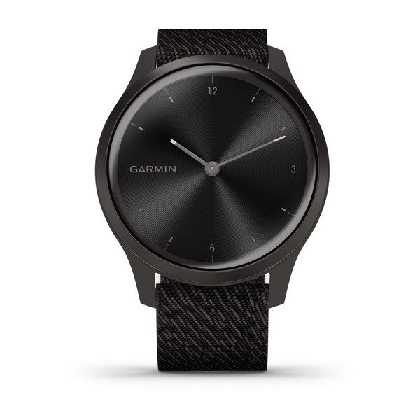 Garmin | Vivomove Style Hybrid Smartwatch and Fitness Tracker - Graphite Aluminum Case with Black Pepper Woven Nylon Band | 010-02240-03