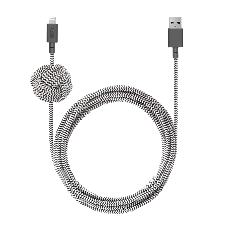 Native Union | USB-A to Lightning - Night Cable 3M/10FT - Zebra | NCABLE-L-ZEB-NP