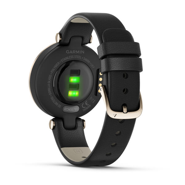 Garmin | Lily Classic Leather Heart Rate Smartwatch and Fitness Tracker with Assistan Alerts - Black | 010-02384-A1