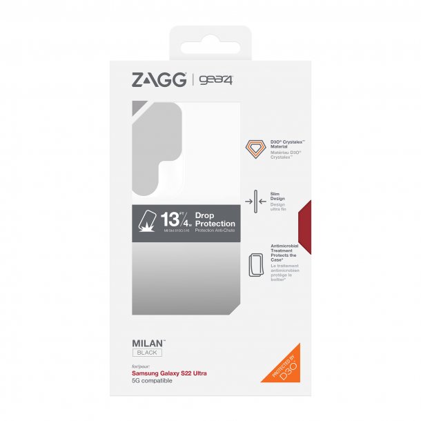 ZAGG GEAR4 | | Galaxy S22 Ultra Case 5G D3O Milan Case Black 15-09728