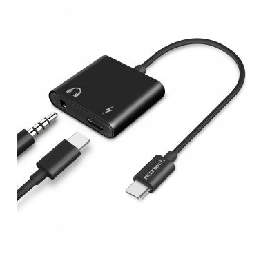 Naztech | Black USB-C & 3.5mm Audio + Charge Adapter | 15-08488