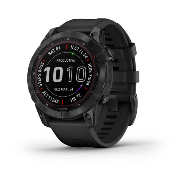 Garmin | Fenix 7 Black DLC Titanium with Black Band (Large) - Sapphire Solar Edition Smartwatch | 010-02540-34