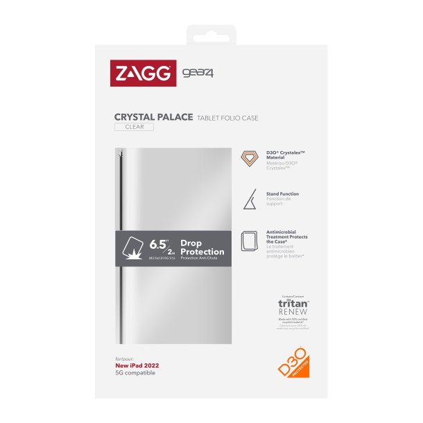 //// ZAGG GEAR4 | Crystal Palace Folio Case iPad 10.9 10th Gen (2022) - Clear | 15-10682