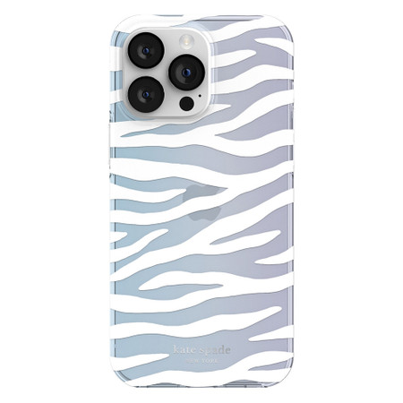 Kate Spade NY | iPhone 14 Pro Max - Protective Hardshell Case White Zebra/Iridescent Film/Pearl Foil | 120-5988