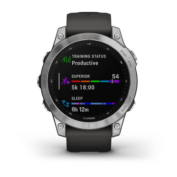 Garmin | Fenix 7 Standard Edition Smartwatch and Fitness Tracker Silver with Graphite Band | 010-02540-00