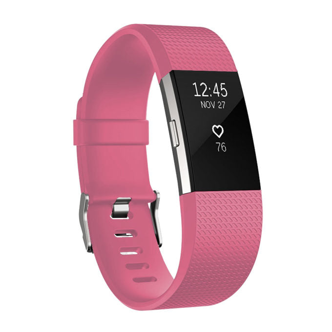 StrapsCo | Fitbit Charge 2 - Silicone Band - Bright Pink - Small | 80-110mm fb.r2.13a.m