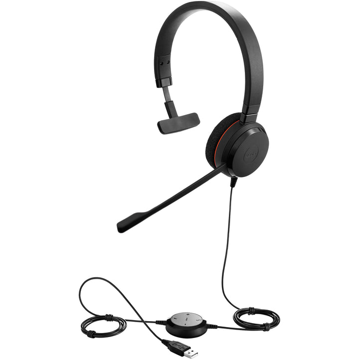 Jabra - Gn Us Jabra Evolve 20 Microsoft Lync Mono - Mono - USB - Wired - Over-the-head - Monaural - Supra-aural - Noise Cancelling Microphone - Noise Canceling