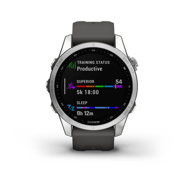 Garmin | Fenix 7S 42mm Smartwatch with Heart Rate Monitor - Silver/Graphite/Metal Back | 010-02539-00